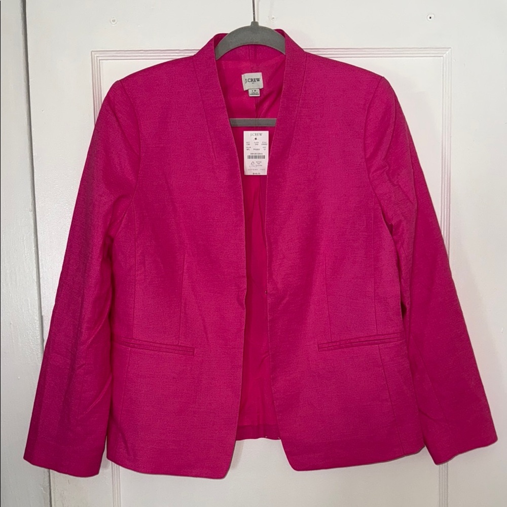 J. Crew Pink Blazer Modern Collarless Design